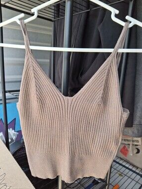 Calvin Klein Taupe Ribbed V-Neck Cami